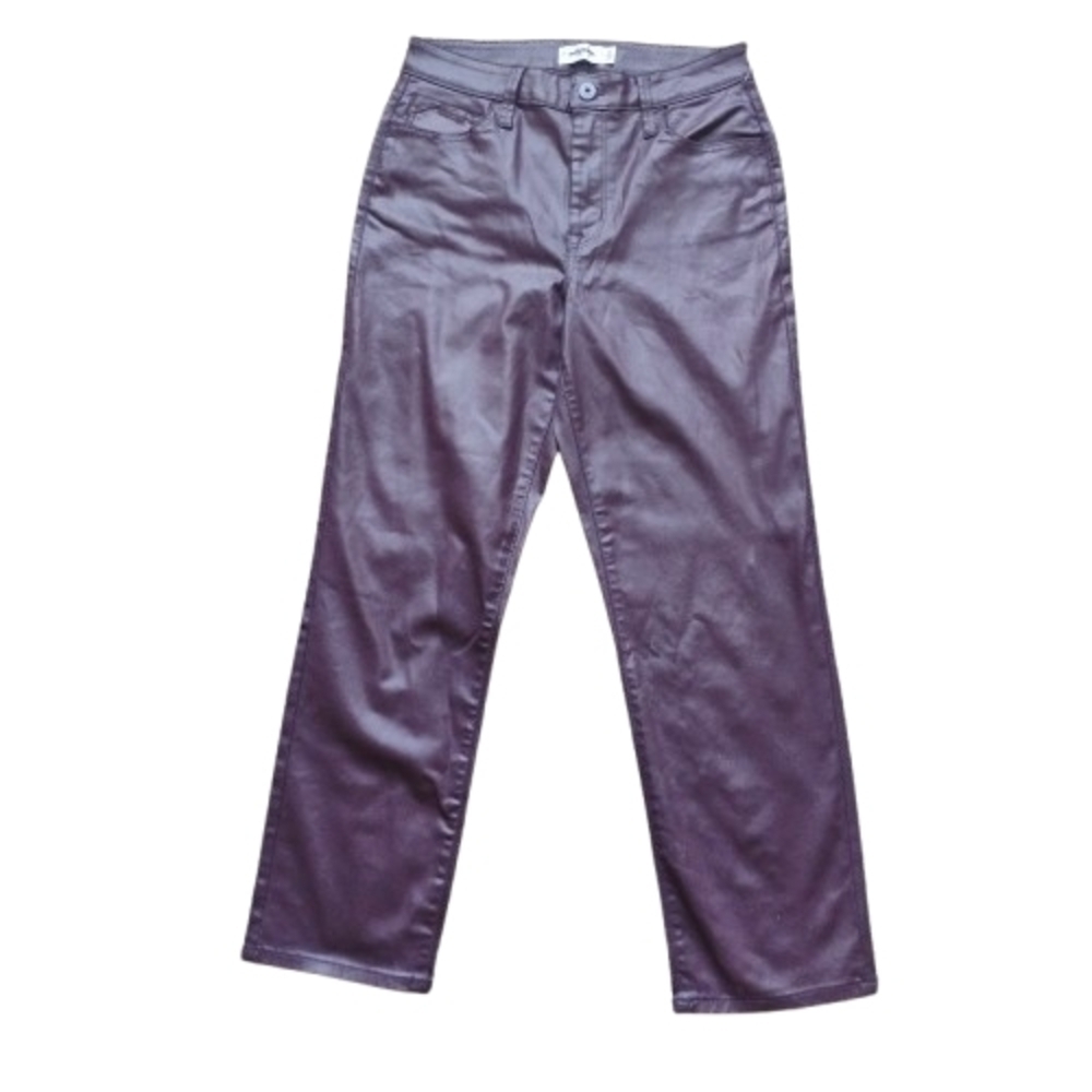 NEW Edgely Waxed  Pants Slim Straight Ankle High-Rise 10 Merlot Burgundy